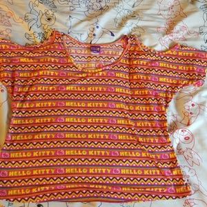 Hello kitty cold shoulder top flowy